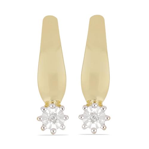 0.012 CT G-H, i2-i3 WHITE DIAMOND DOUBLE CUT GOLD PLATED STERLING EARRINGS WITH MAGICAL TIKLI SETTING #VE017429